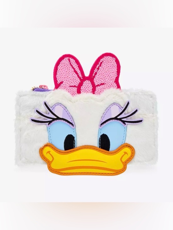 Loungefly Handbags - NWT Loungefly Disney Daisy Duck 85th Anniversary Sequin Plush Large Card Holder
